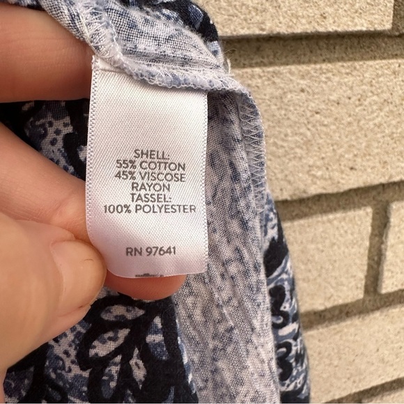 J. Jill Boye White Boho Smocked Midi Skirt Tassel Drawstring Tie - Picture 12 of 12